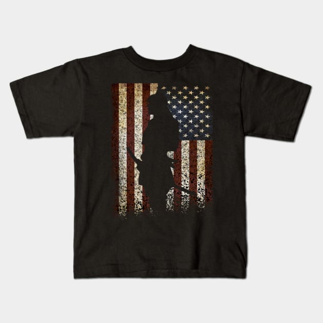 American Ninja flag t shirt vintage ninja design Kids T-Shirt by Jakavonis